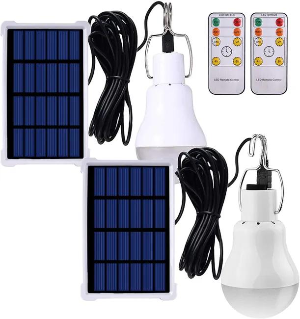 Solarleuchte Für Den Außenbereich Mit Fernbedienung, 2 Led-lampen, Dämmerungssensor, Tragbare Campingleuchte