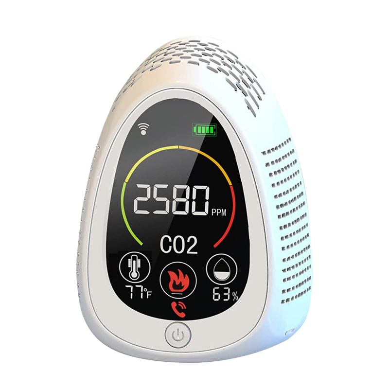 4-in-1 Wlan-kohlenmonoxidmelder Mit Co-alarm, Rauch-, Temperatur- Und Feuchtigkeitsanzeige, Lcd-bildschirm, Eingebautem Akku Und Geräuschlosem Betrieb Für Den Heimgebrauch