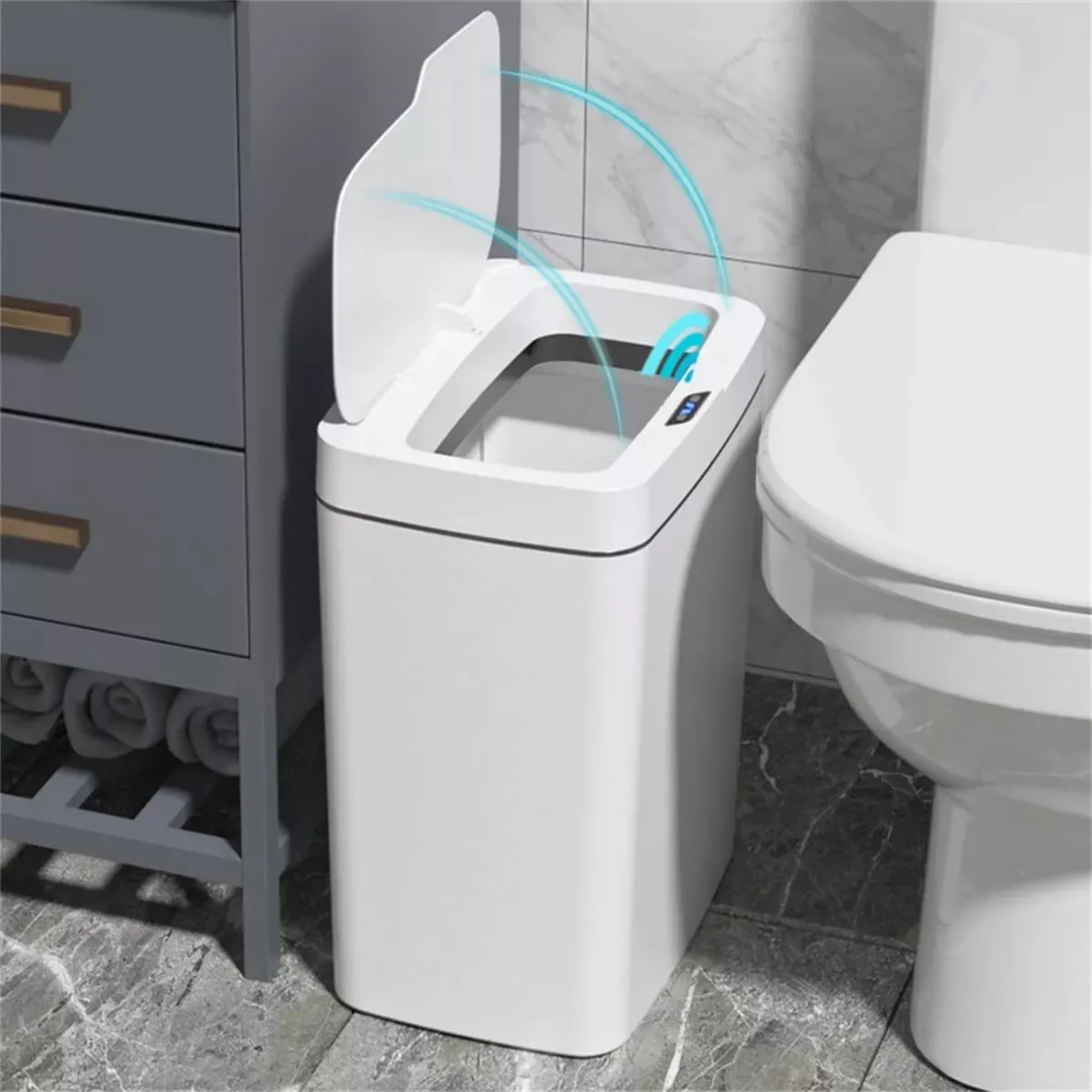 Automatischer 18-liter-abfalleimer Mit Berührungslosem Infrarotsensor, Wasserdichtem Abs + Pp-gehäuse, Usb-wiederaufladbarem Akku, Für