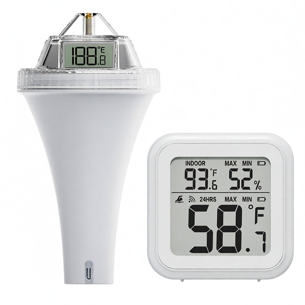 Schwimmendes Poolthermometer, Gut Ablesbar, Digital, Kabellos, Mit Innenthermometern. Für Spa Oder Aquarium.