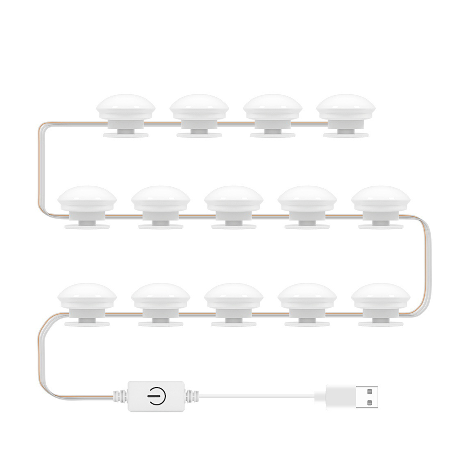 14-teiliger Usb-led-schminkspiegel, Wiederaufladbare Leuchtmittel, Einstellbare Lichtfarbe 3000k 6000k, Doppelseitige Montage