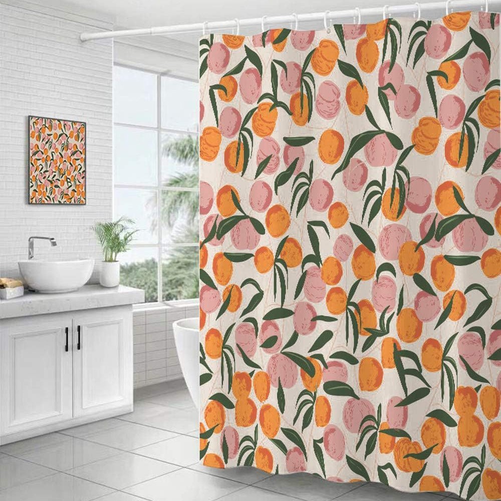 Wasserdichter Duschvorhang, Pfirsichmuster, Schimmelresistent, 137 X 183 Cm, 2er-set Für Badezimmer