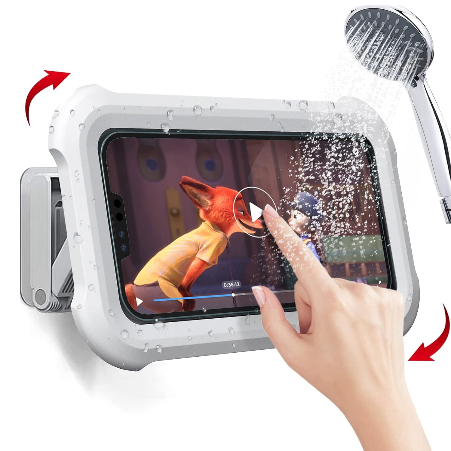 Wasserdichte Dusch-handyhülle Mit 480°-drehung Und Hd-touchscreen – Keine Bohrung Erforderlich – Badezimmerhalterung