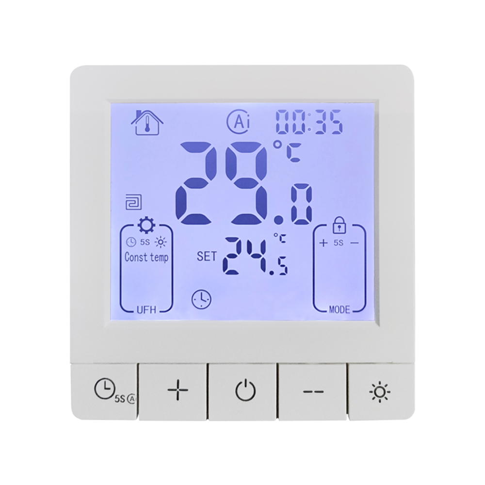 Programmierbarer 16-a-thermostat Für Elektrische Fußbodenheizung Mit Pilotdraht, Lcd-anzeige, 24-stunden-timer Und Präziser ±1°c-regelung