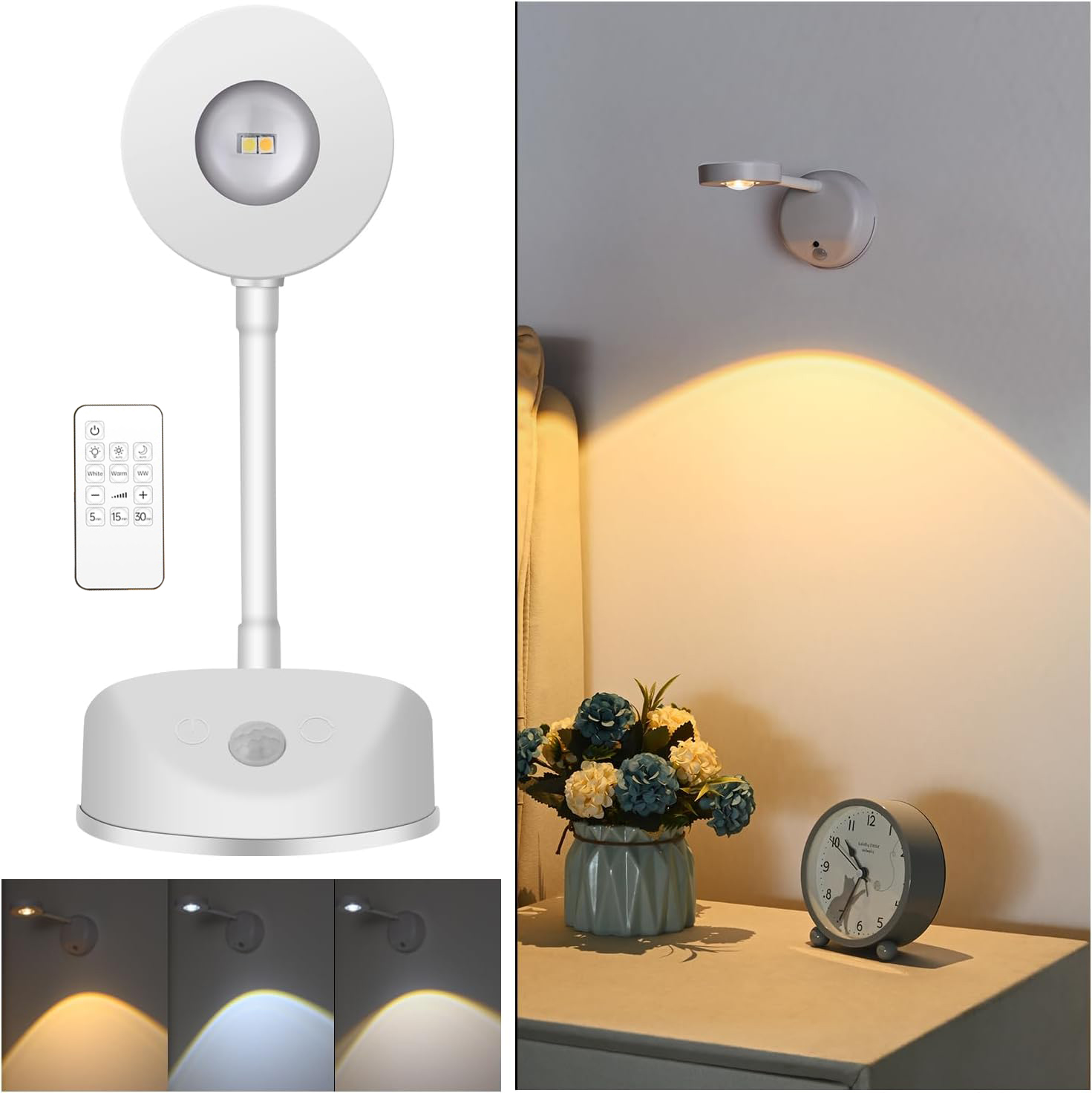 3m Led-nachtlicht Mit Bewegungsmelder – Kabellose, Wiederaufladbare Wandleuchte Mit 1200 Mah Akku Und 3 Einstellbaren Helligkeitsstufen