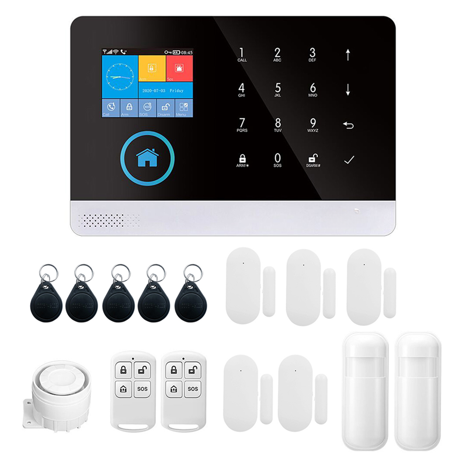 433-mhz-wlan- Und Gsm-funkalarmsystem Mit Automatischer Wählfunktion, Lcd-bildschirm, Türsensor, Pir-bewegungsmelder Und App