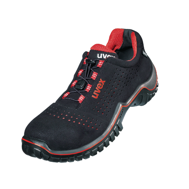Sicherheitshalbschuh motion style 6998/8, S1 SRC ESD, schwarz/rot, W11, Größe 42