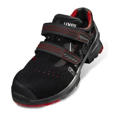 Sicherheitssandale 1 8536/1, S1P SRC ESD, schwarz/rot, W10, Größe 48