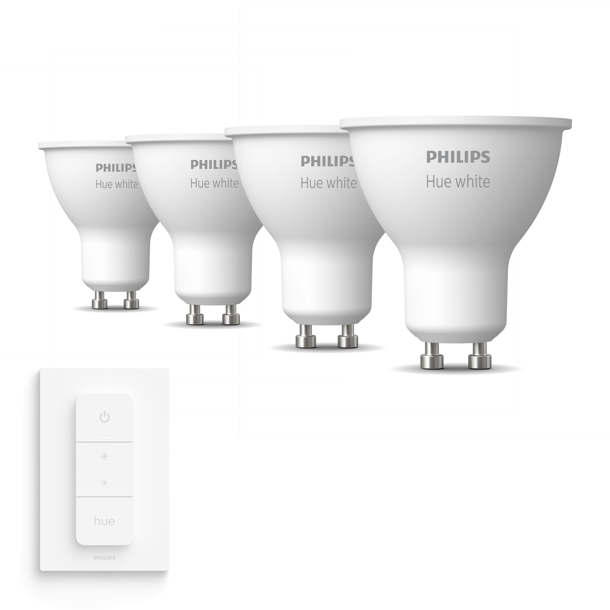 Philips Hue Erweiterungspaket Gu10 Mit 4 Led Spotlampen Warmweißes Licht - Inkl. 1 Dimmschalter - White