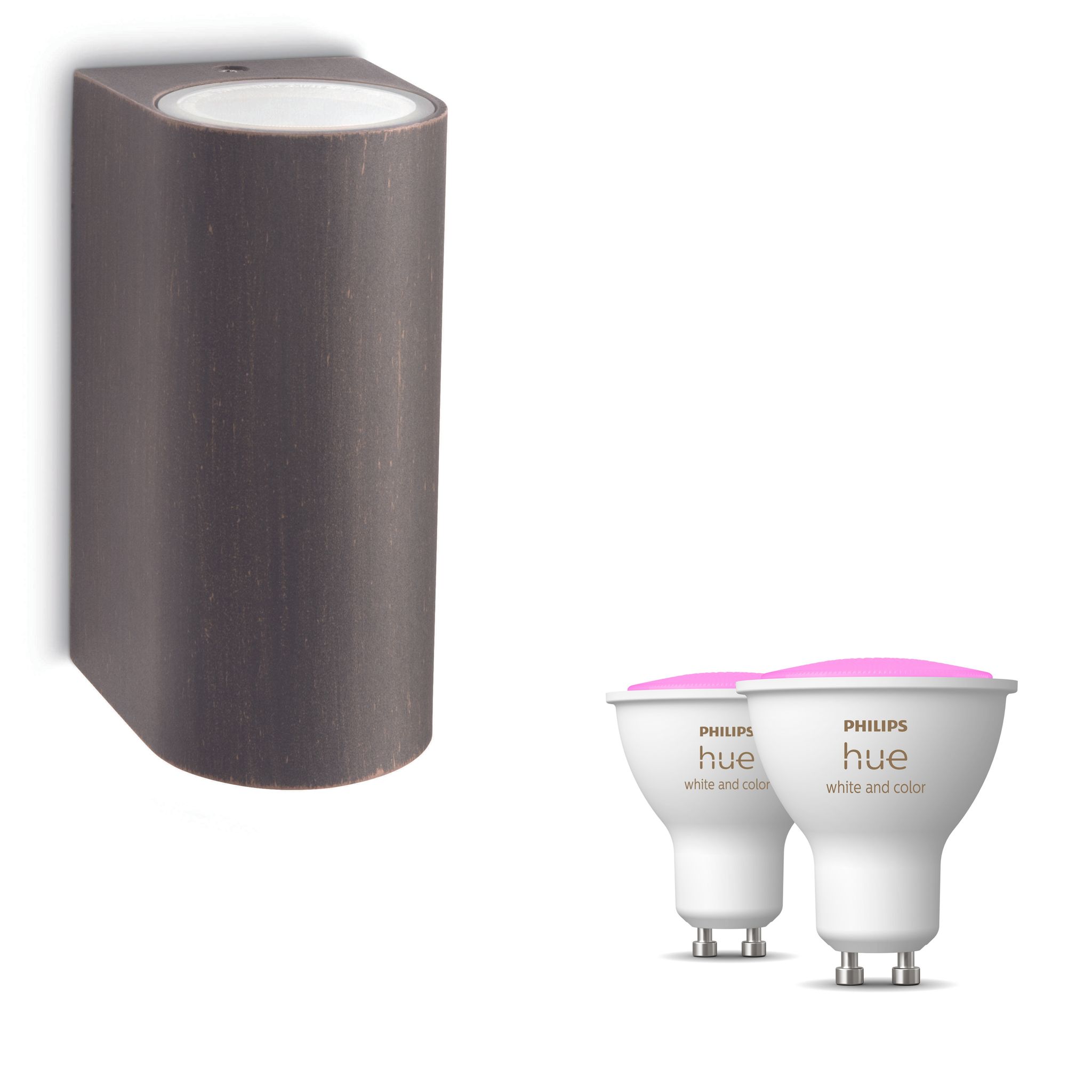 Philips Hue Nightingale Wandleuchte Außen Up & Down Gu10 (rostbraun) Weißes Und Farbiges Licht - White And Color Ambiance