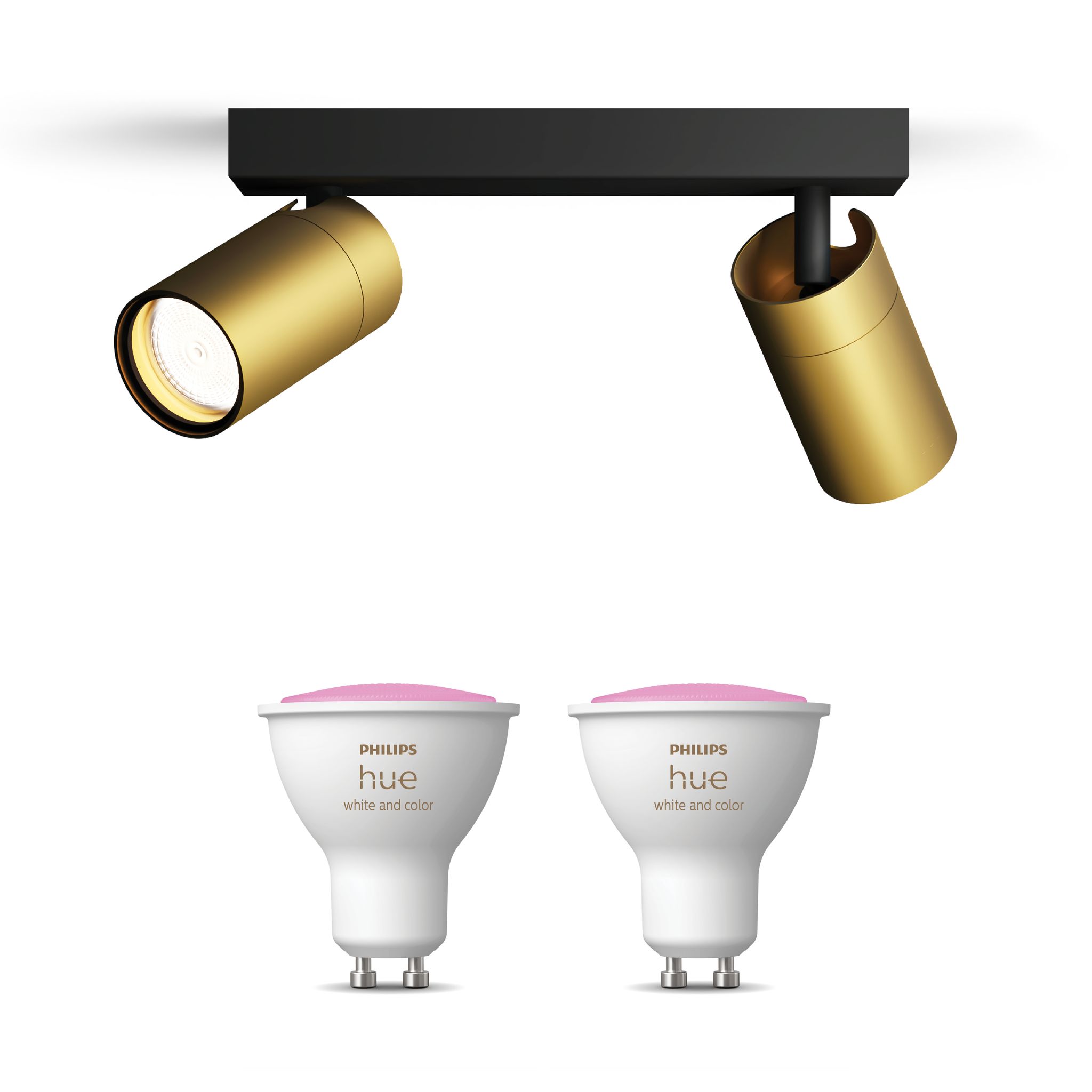 Philips Hue Idris Aufbauspot Für Badezimmer Mit 2 Lichtpunkten Gu10 (gold/schwarz) Weißes Und Farbiges Licht - White And Color Ambiance