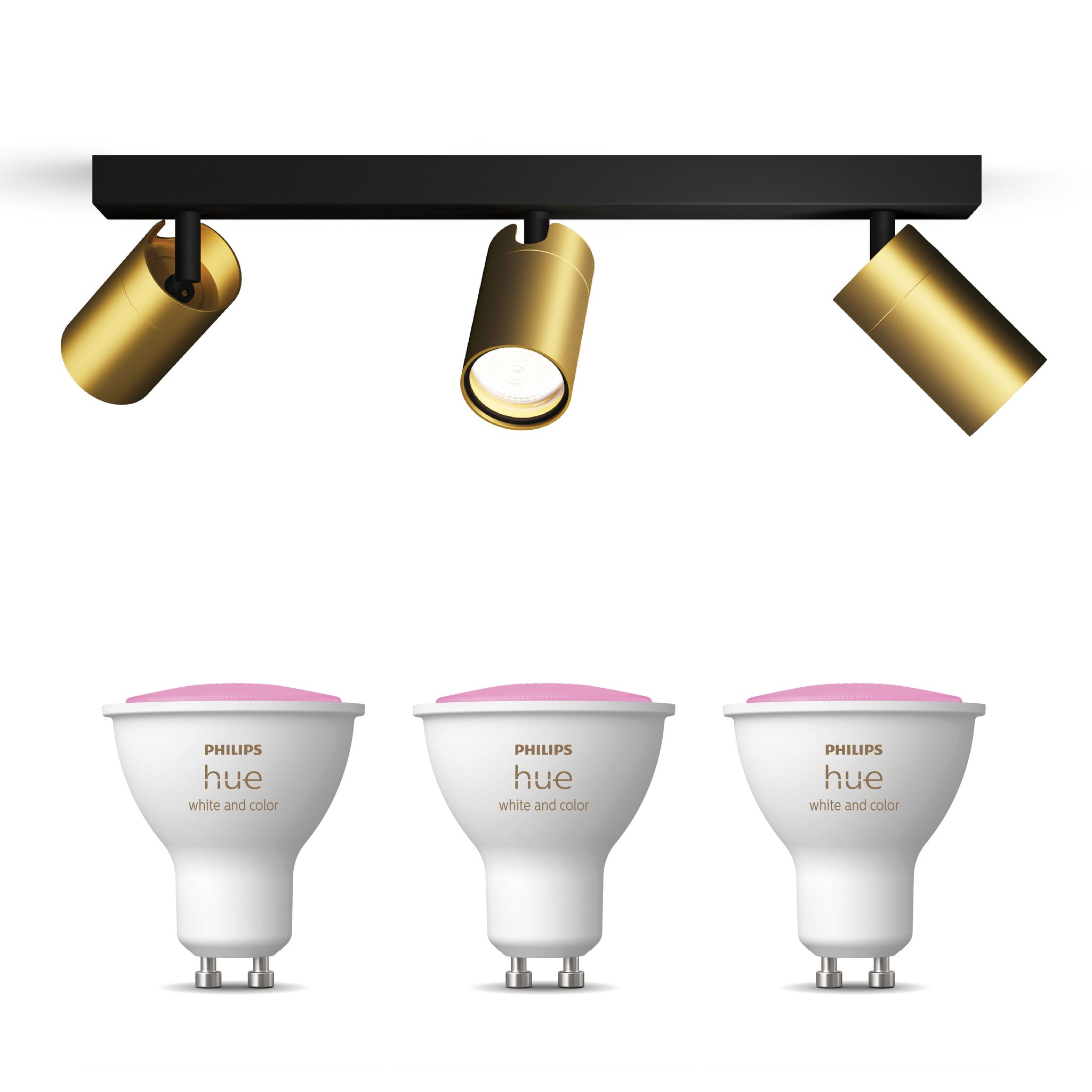 Philips Hue Idris Aufbauspot Für Badezimmer Mit 3 Lichtpunkten Gu10 (gold/schwarz) Weißes Und Farbiges Licht - White And Color Ambiance