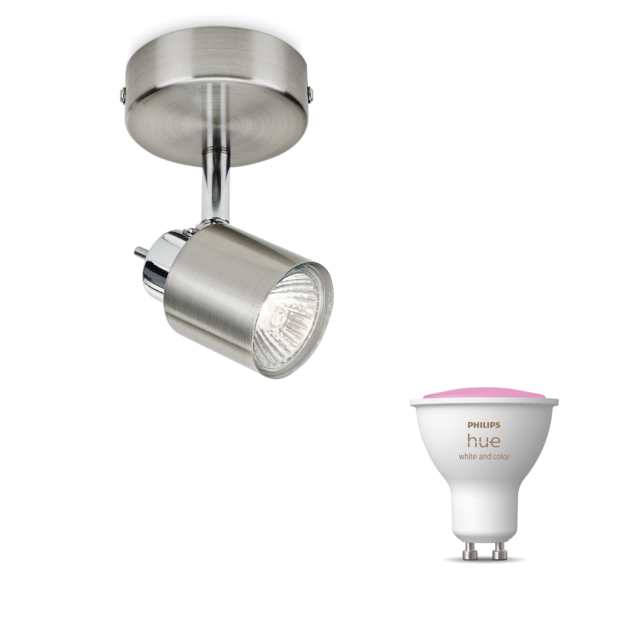 Philips Hue Meranti Aufbauspot Mit 1 Lichtpunkt Gu10 (mattchrom) Weißes Und Farbiges Licht - White And Color Ambiance