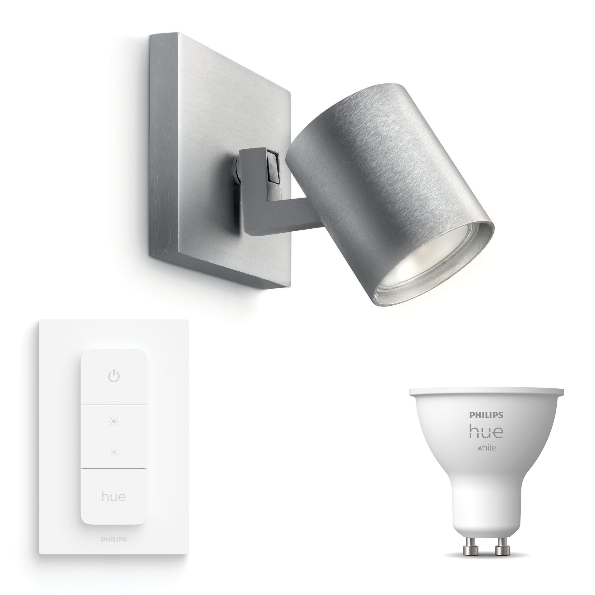 Philips Hue Runner Aufbauspot Mit 1 Lichtpunkt Gu10 (aluminium) Warmweißes Licht - Inkl. 1 Dimmschalter - White