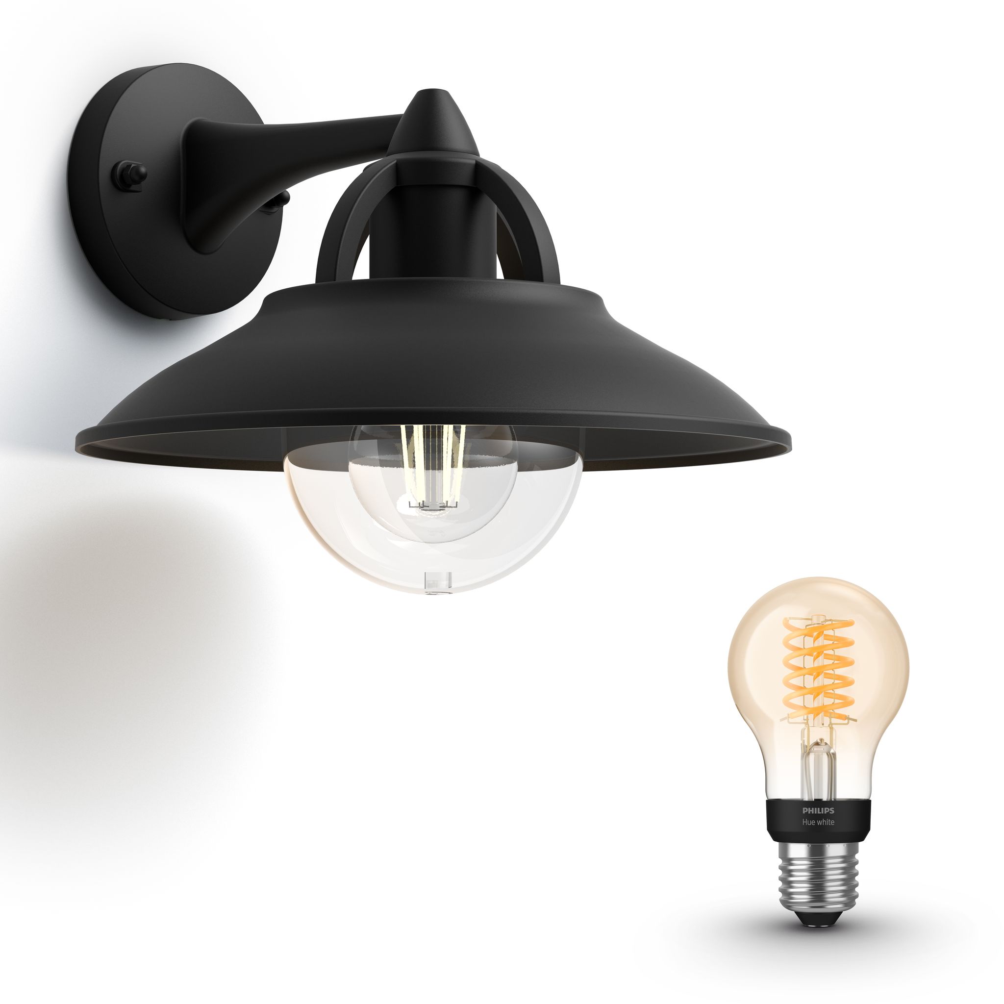 Philips Hue Cormorant Wandleuchte Außen E27 (schwarz) Warmweißes Licht - White Filament
