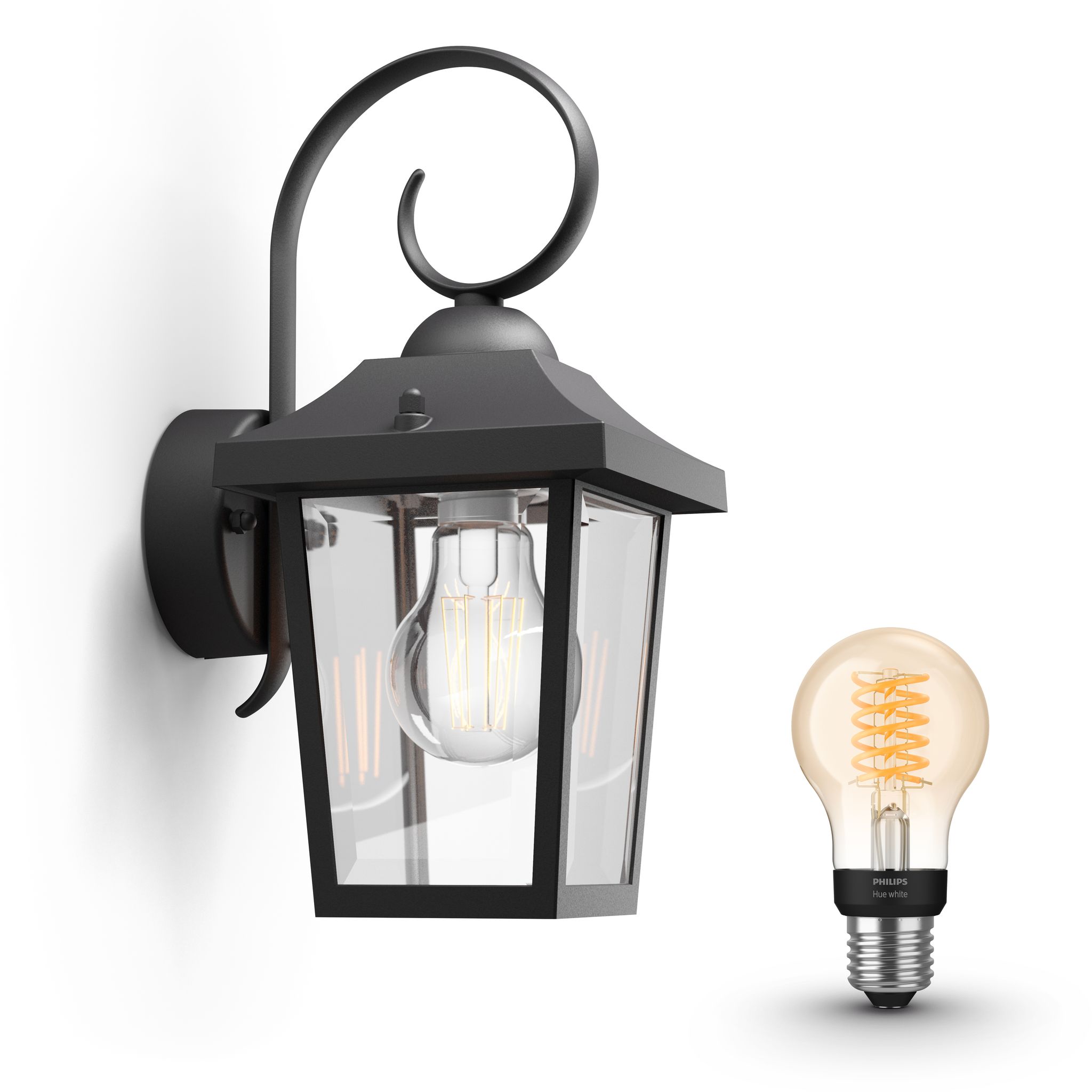 Philips Hue Buzzard Wandleuchte Außen E27 (schwarz) Warmweißes Licht - White Filament