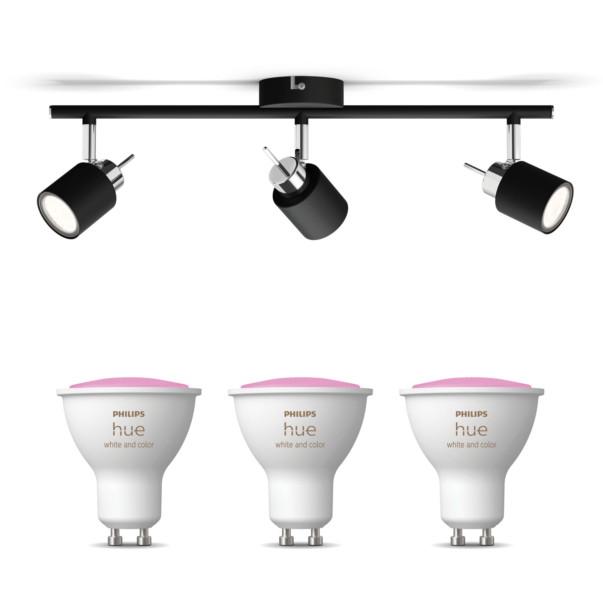 Philips Hue Meranti Aufbauspot Mit 3 Lichtpunkten Gu10 (schwarz) Weißes Und Farbiges Licht - White And Color Ambiance