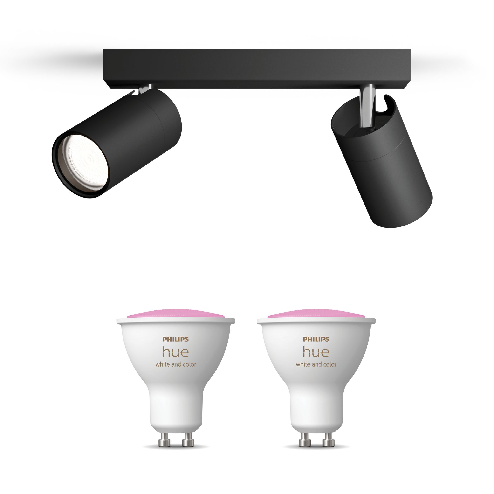 Philips Hue Idris Aufbauspot Für Badezimmer Mit 2 Lichtpunkten Gu10 (schwarz) Weißes Und Farbiges Licht - White And Color Ambiance