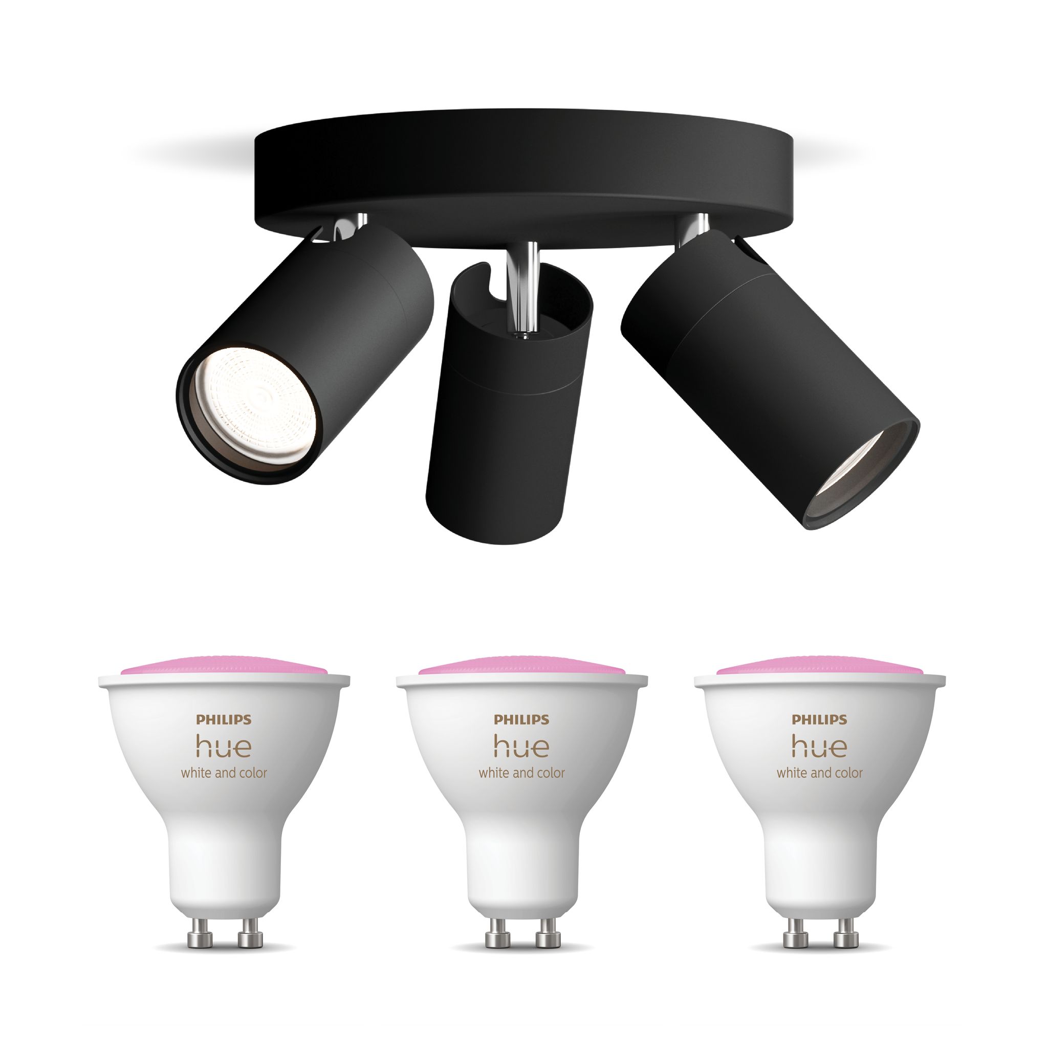 Philips Hue Idris Aufbauspot Für Badezimmer Mit 3 Lichtpunkten Gu10 (schwarz) Weißes Und Farbiges Licht - White And Color Ambiance