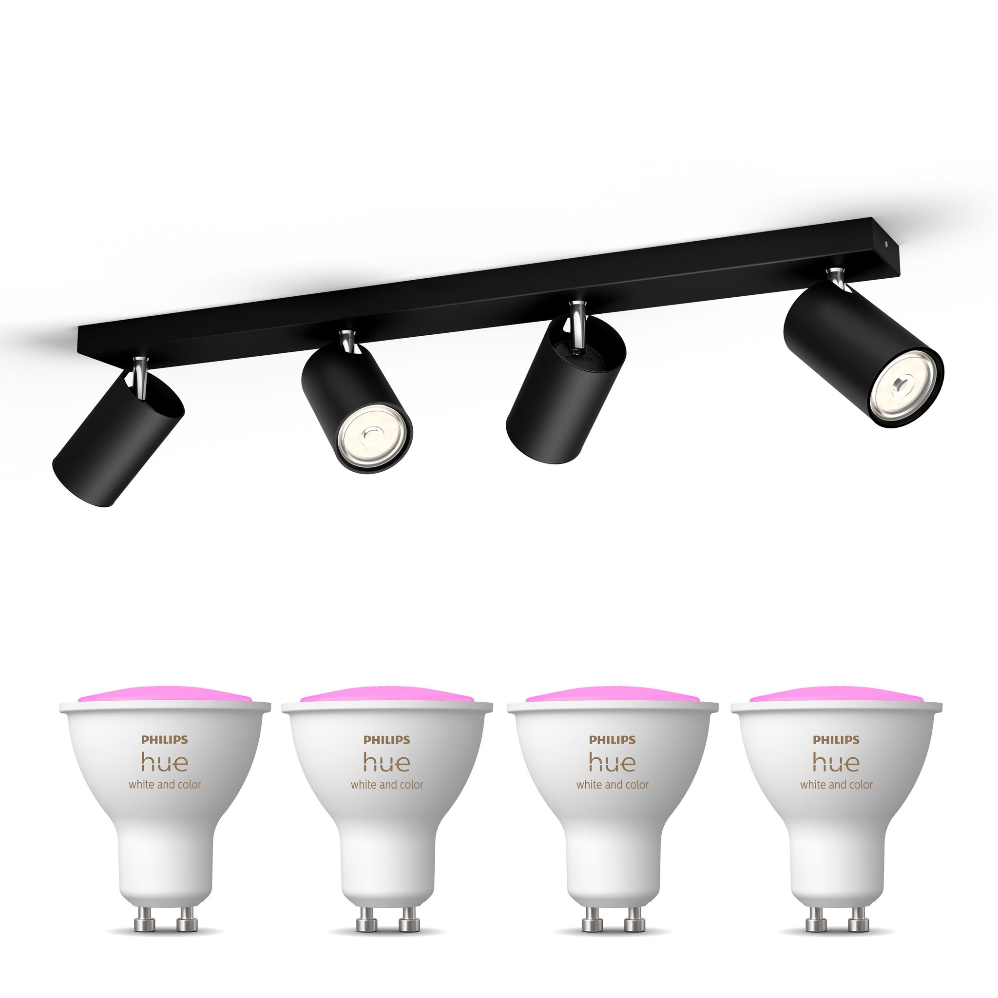 Philips Hue Kosipo Aufbauspot Mit 4 Lichtpunkten Gu10 (schwarz) Weißes Und Farbiges Licht - White And Color Ambiance
