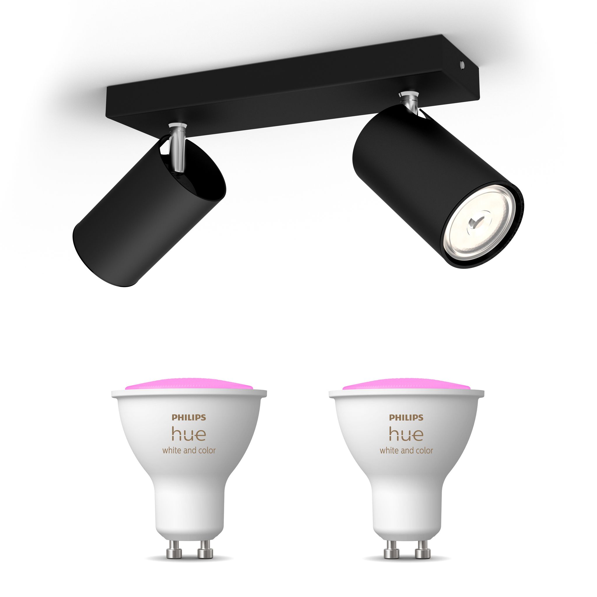 Philips Hue Kosipo Aufbauspot Mit 2 Lichtpunkten Gu10 (schwarz) Weißes Und Farbiges Licht - White And Color Ambiance