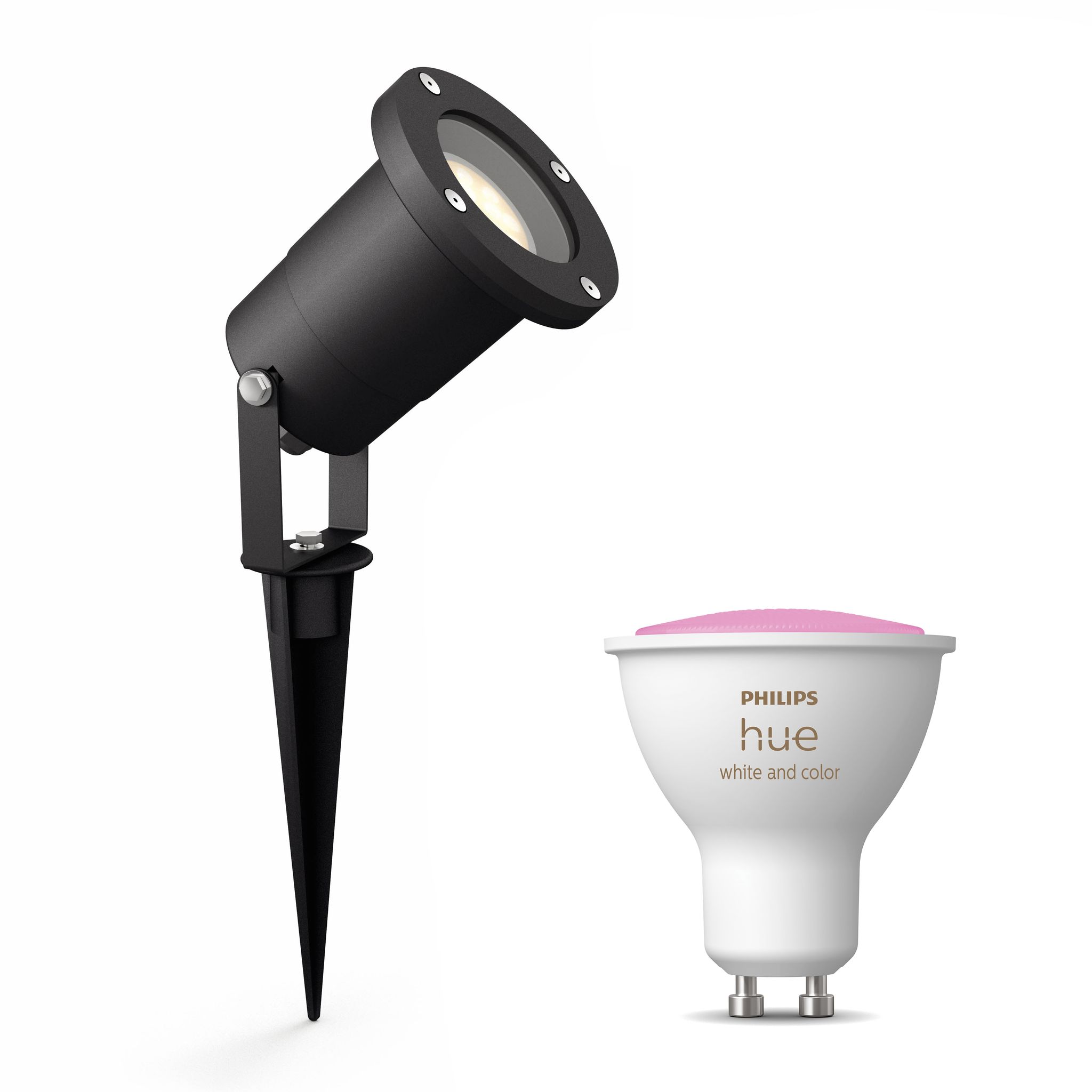 Philips Hue Puled Gartenstrahler Gu10 (schwarz) Weißes Und Farbiges Licht - White And Color Ambiance