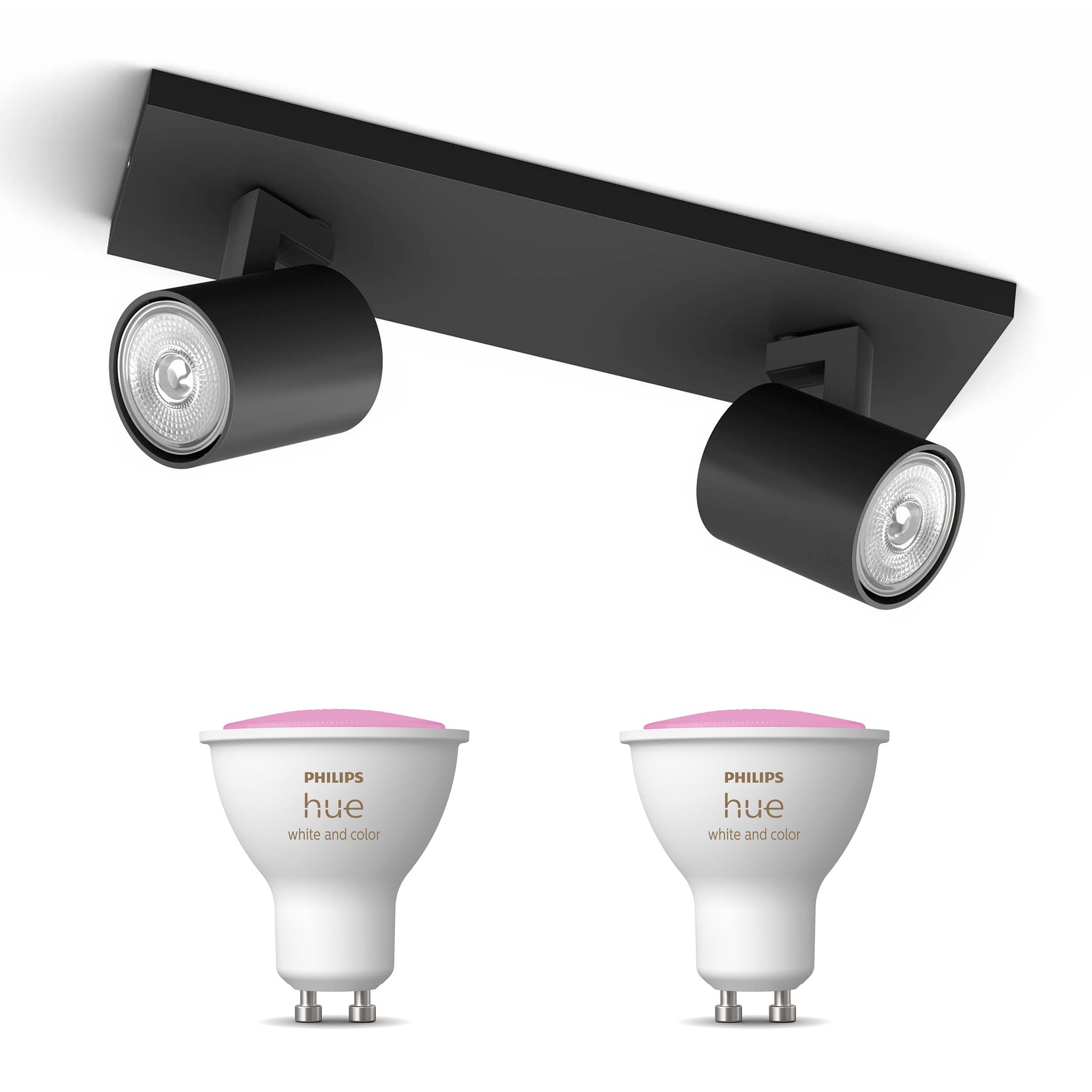 Philips Hue Runner Aufbauspot Mit 2 Lichtpunkten Gu10 (schwarz) Weißes Und Farbiges Licht - White And Color Ambiance