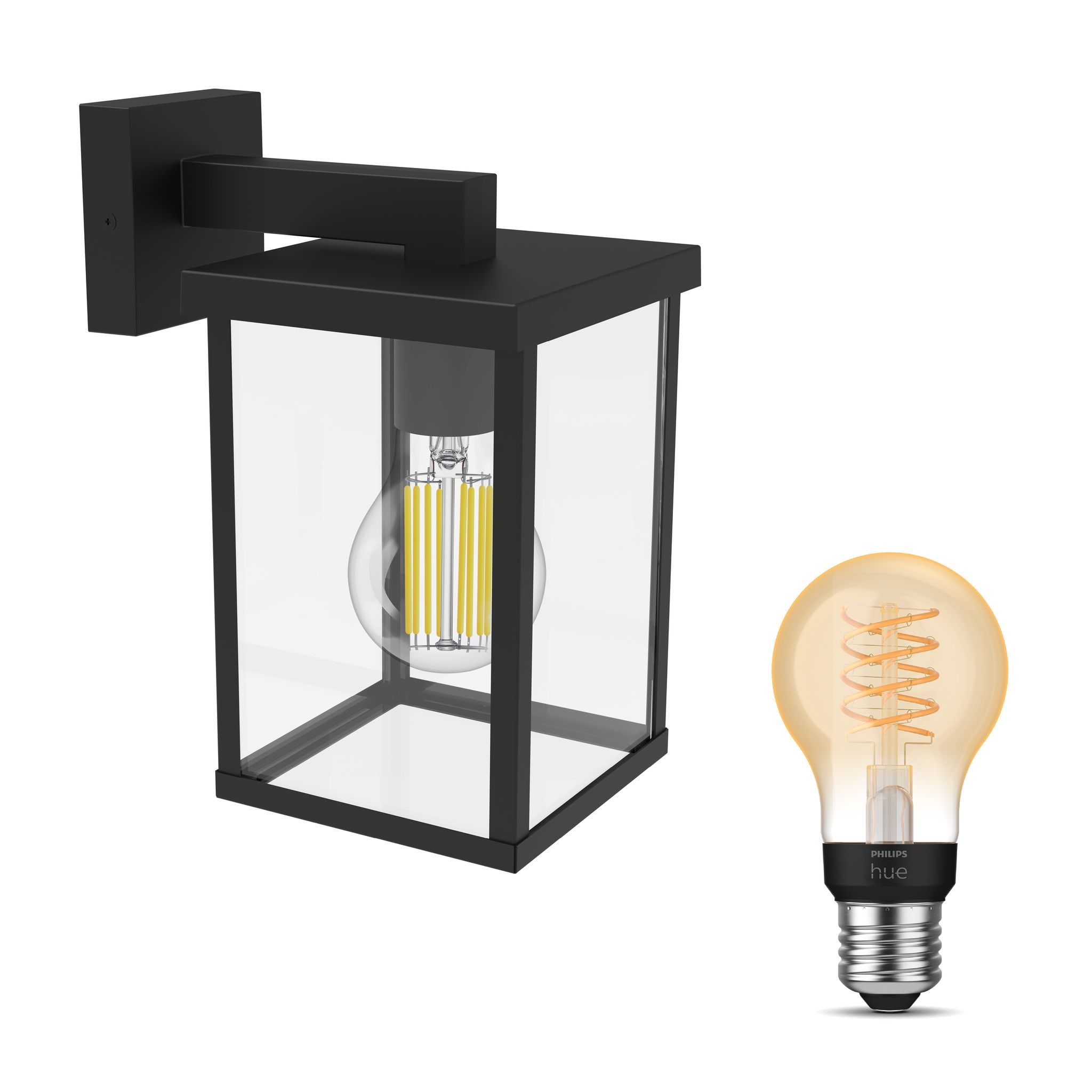 Philips Hue Bellini Wandleuchte Außen E27 (schwarz) Warmweißes Licht - White Filament