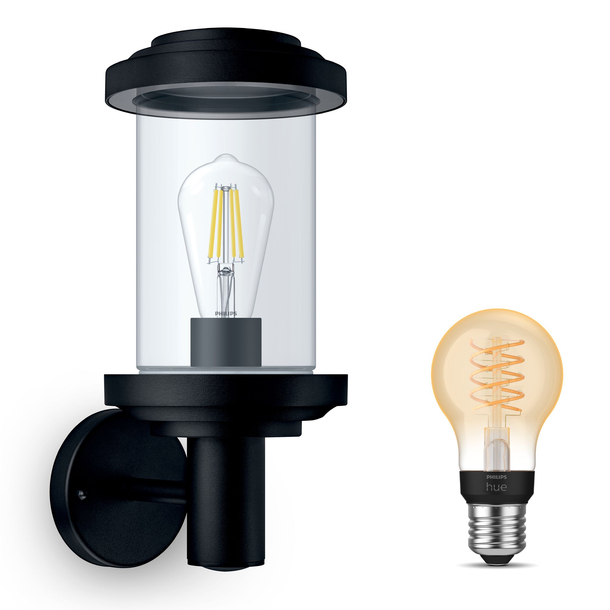 Philips Hue Listra Wandleuchte Außen E27 (schwarz) Warmweißes Licht - White Filament