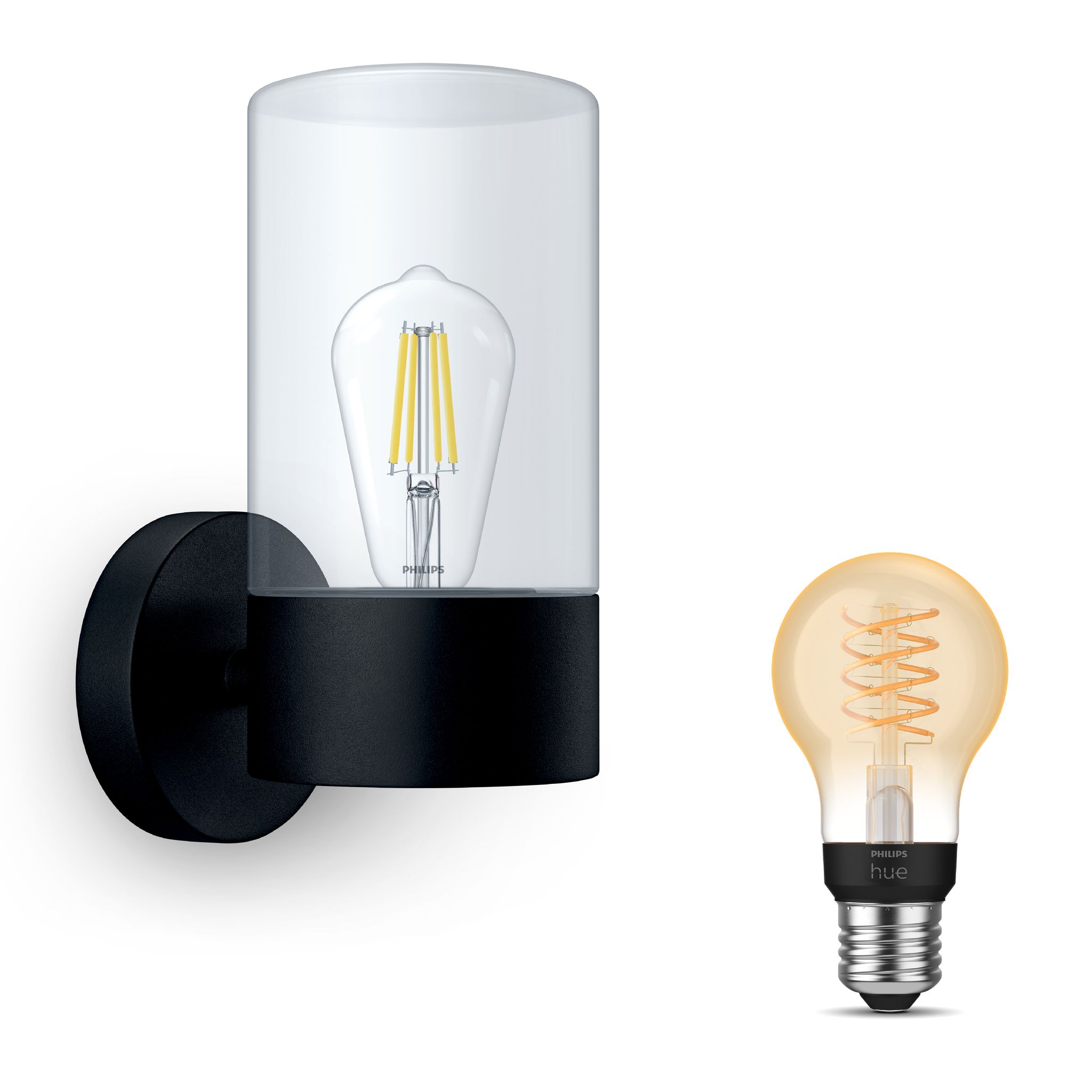 Philips Hue Flareon Wandleuchte Außen E27 (schwarz) Warmweißes Licht - White Filament