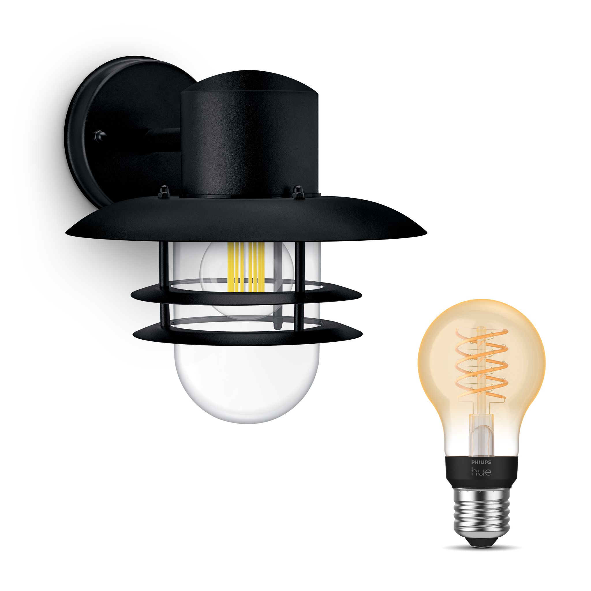 Philips Hue Inyma Wandleuchte Außen E27 (schwarz) Warmweißes Licht - White Filament