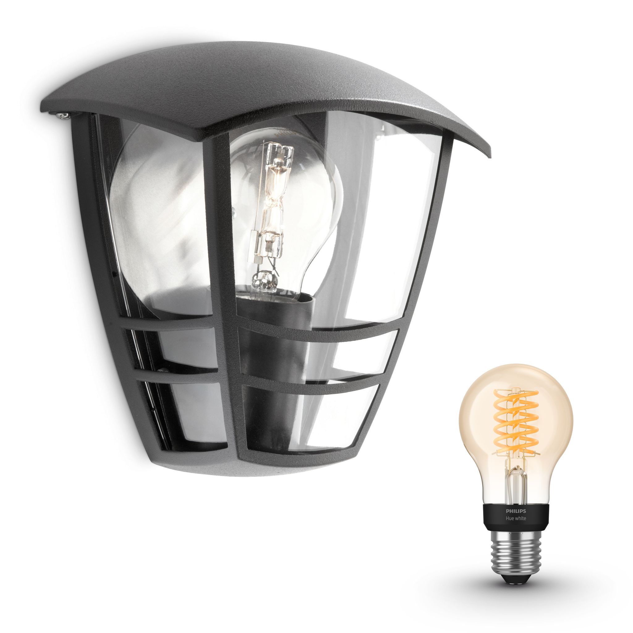 Philips Hue Creek Wandleuchte Außen Flach E27 (schwarz) Warmweißes Licht - White Filament