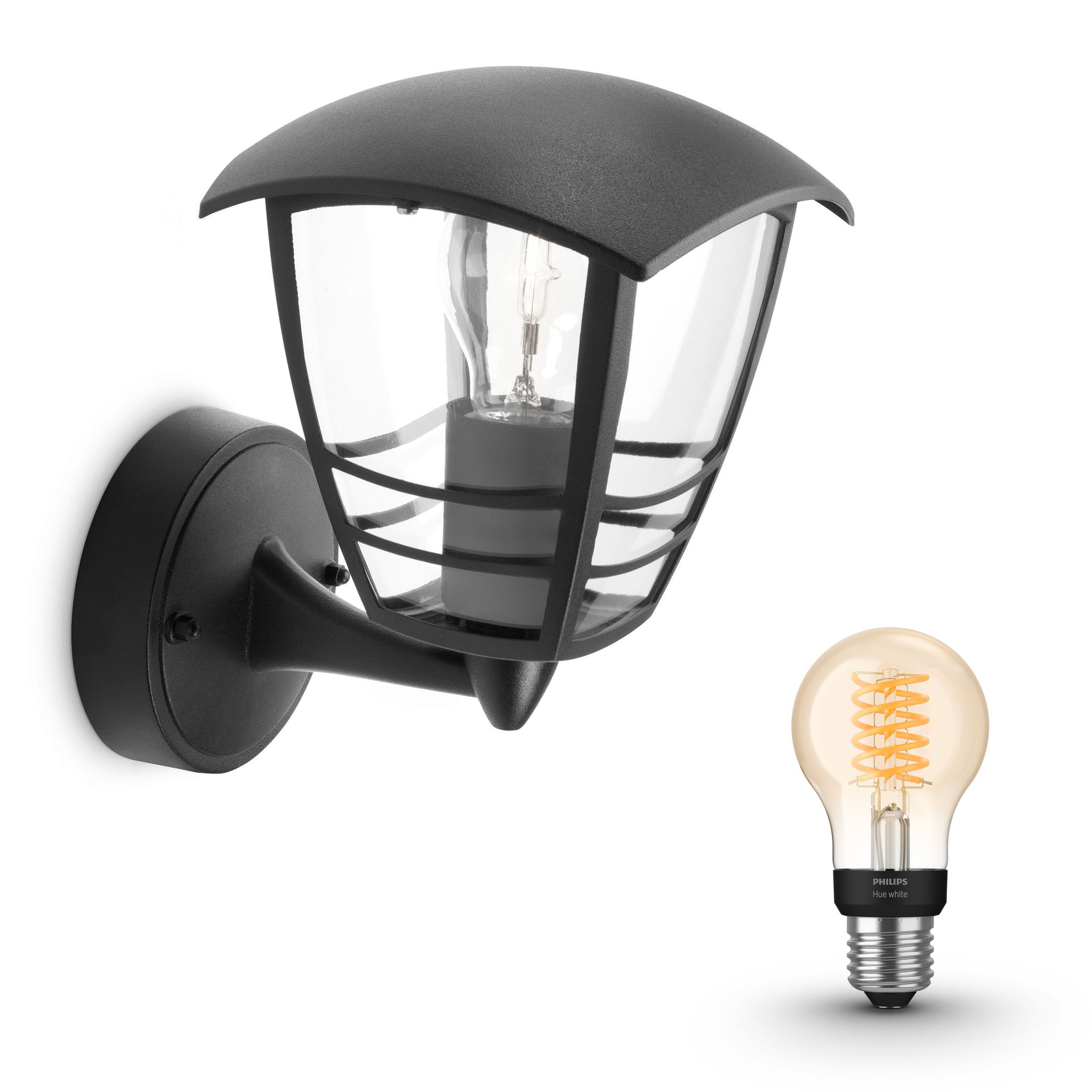 Philips Hue Creek Wandleuchte Außen E27 (schwarz) Warmweißes Licht - White Filament