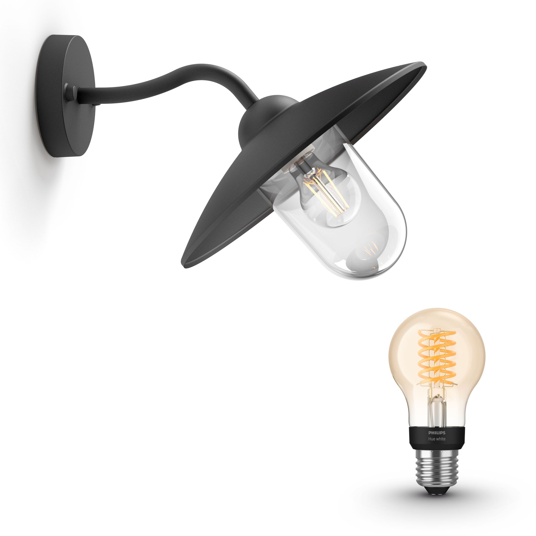 Philips Hue Hammock Wandleuchte Außen E27 (schwarz) Warmweißes Licht - White Filament