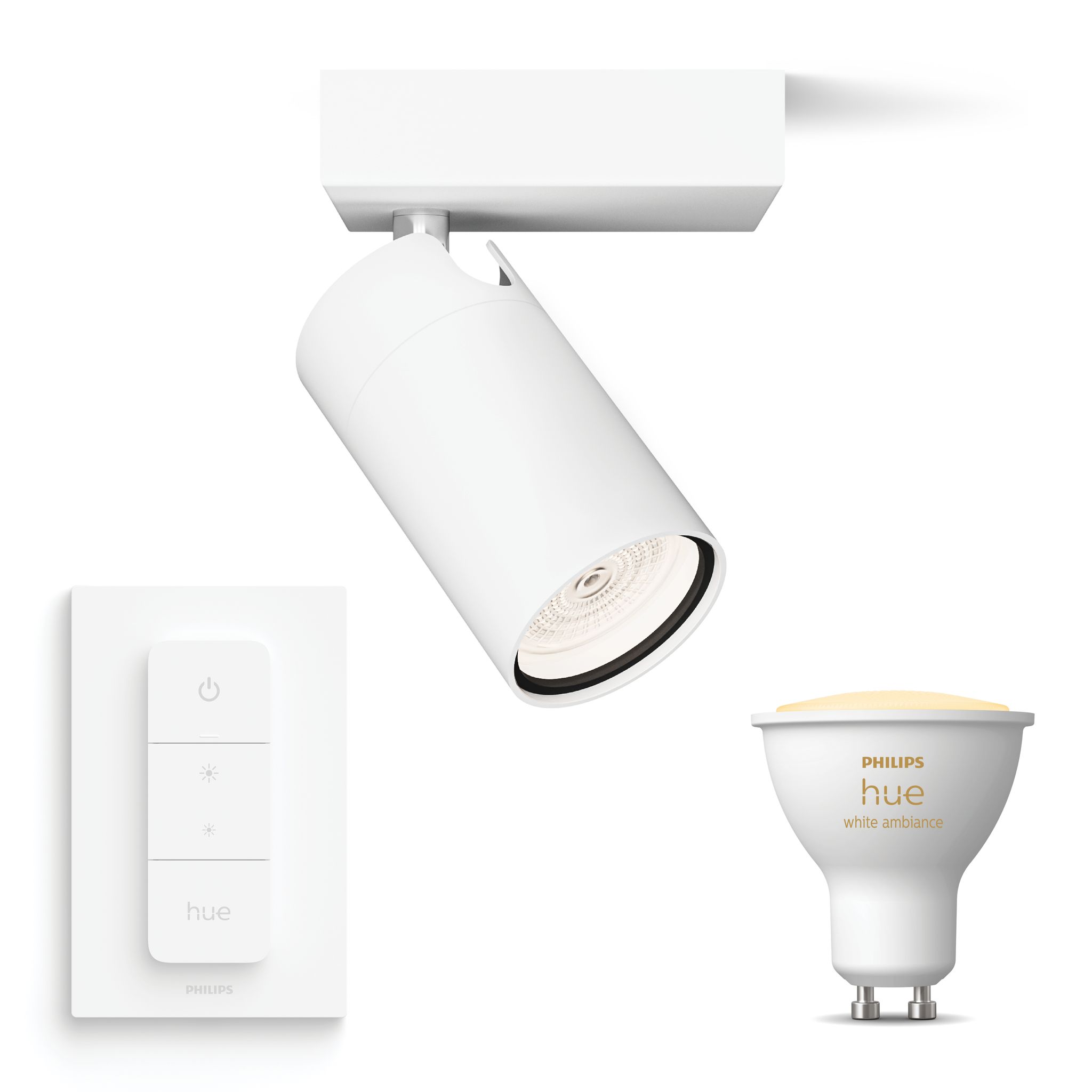 Philips Hue Idris Aufbauspot Für Badezimmer Mit 1 Lichtpunkt Gu10 (weiß) Warm Bis Kaltweißes Licht - Inkl. 1 Dimmschalter - White Ambiance