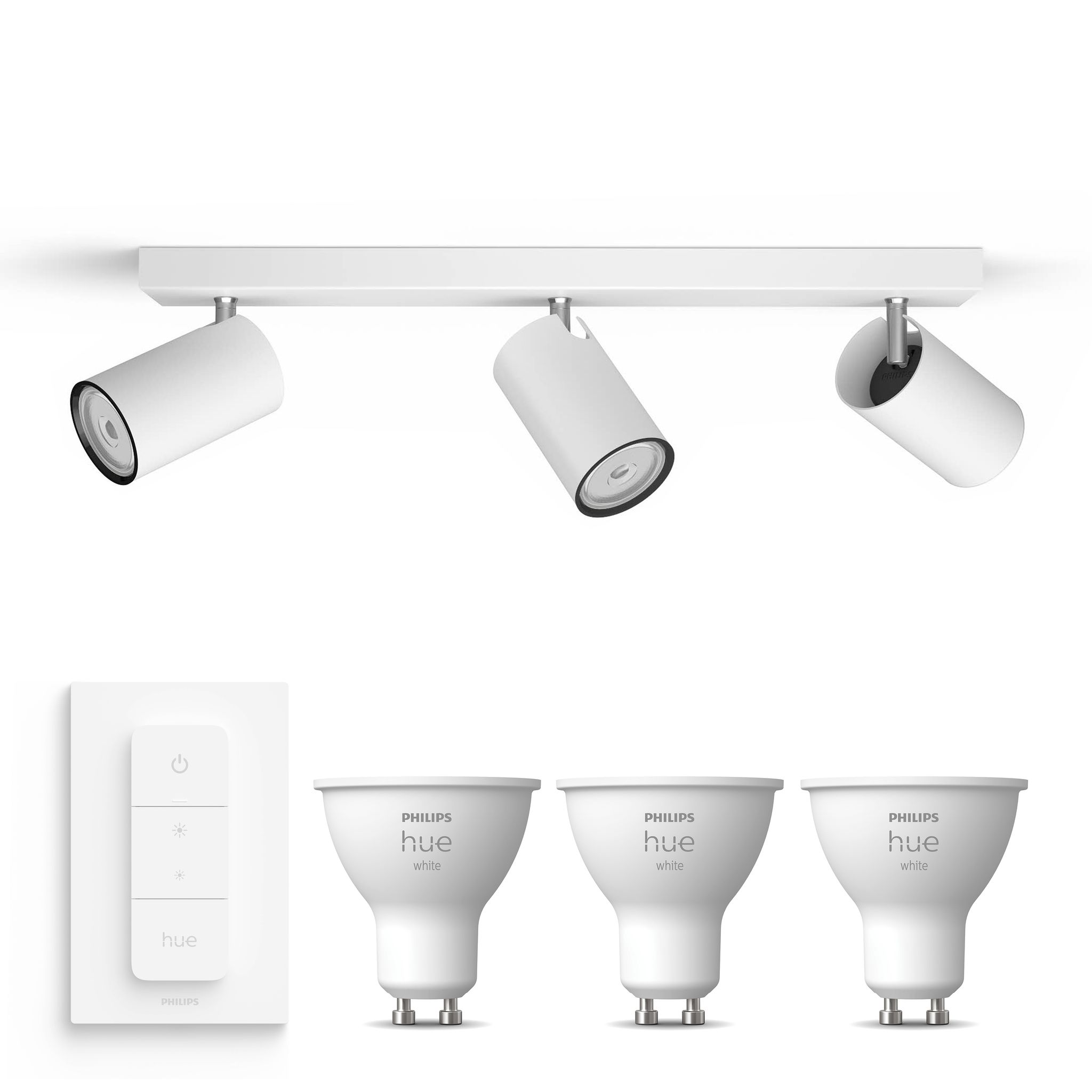 Philips Hue Kosipo Aufbauspot Mit 3 Lichtpunkten Gu10 (weiß) Warmweißes Licht - Inkl. 1 Dimmschalter - White