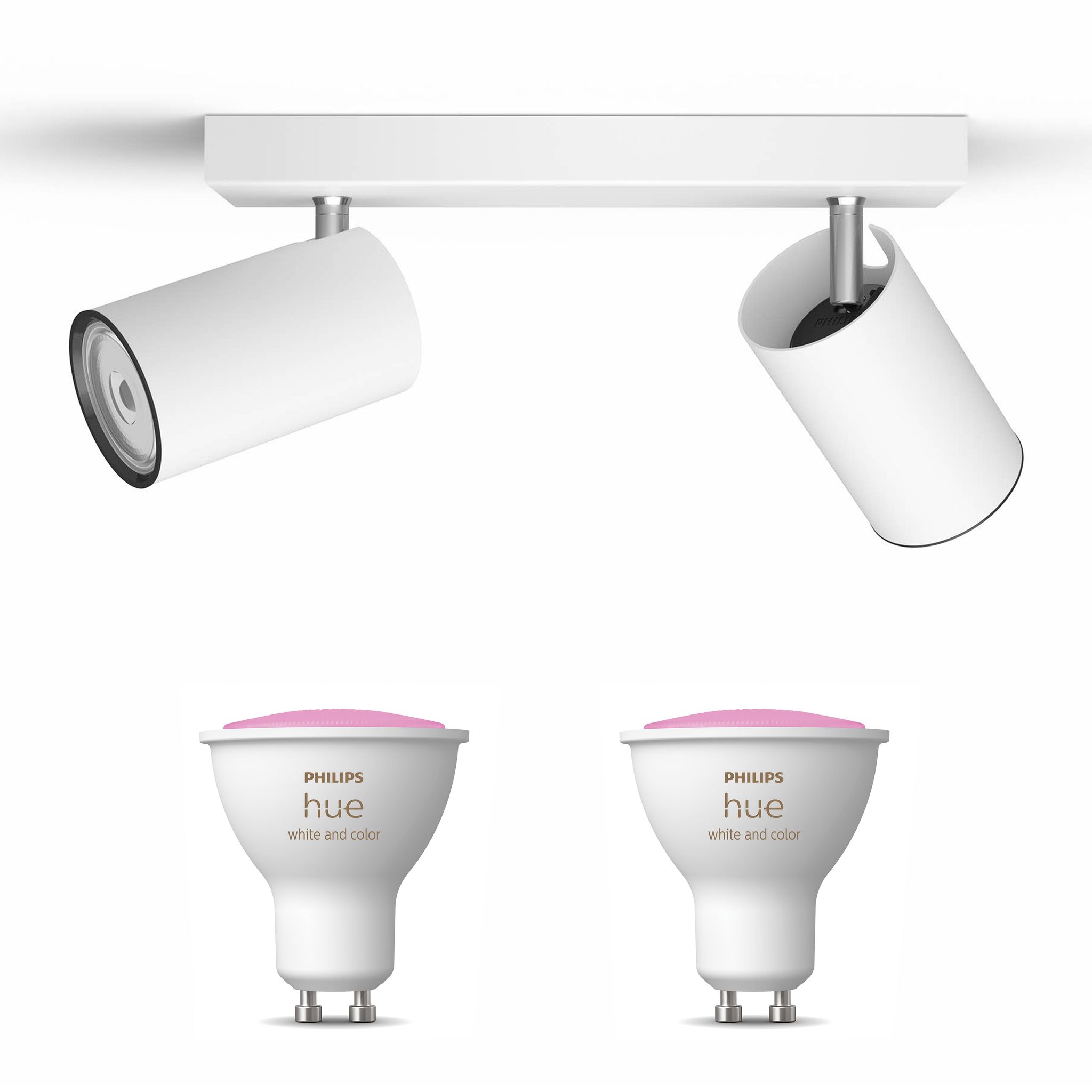 Philips Hue Kosipo Aufbauspot Mit 2 Lichtpunkten Gu10 (weiß) Weißes Und Farbiges Licht - White And Color Ambiance