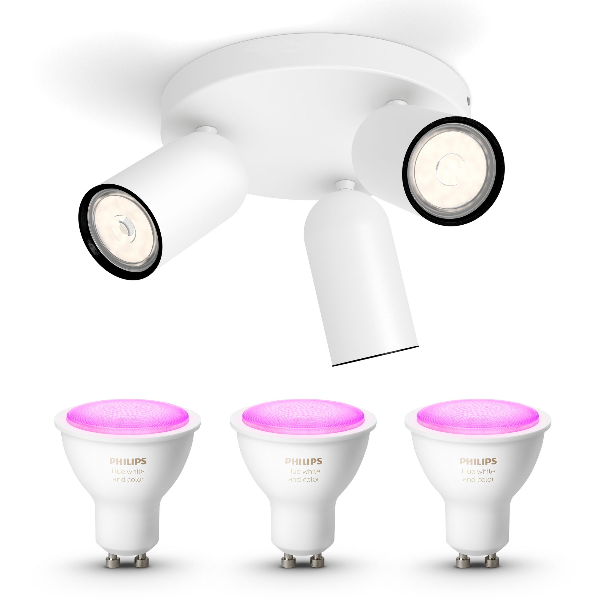 Philips Hue Pongee Aufbauspot Mit 3 Lichtpunkten Gu10 (weiß) Weißes Und Farbiges Licht - White And Color Ambiance