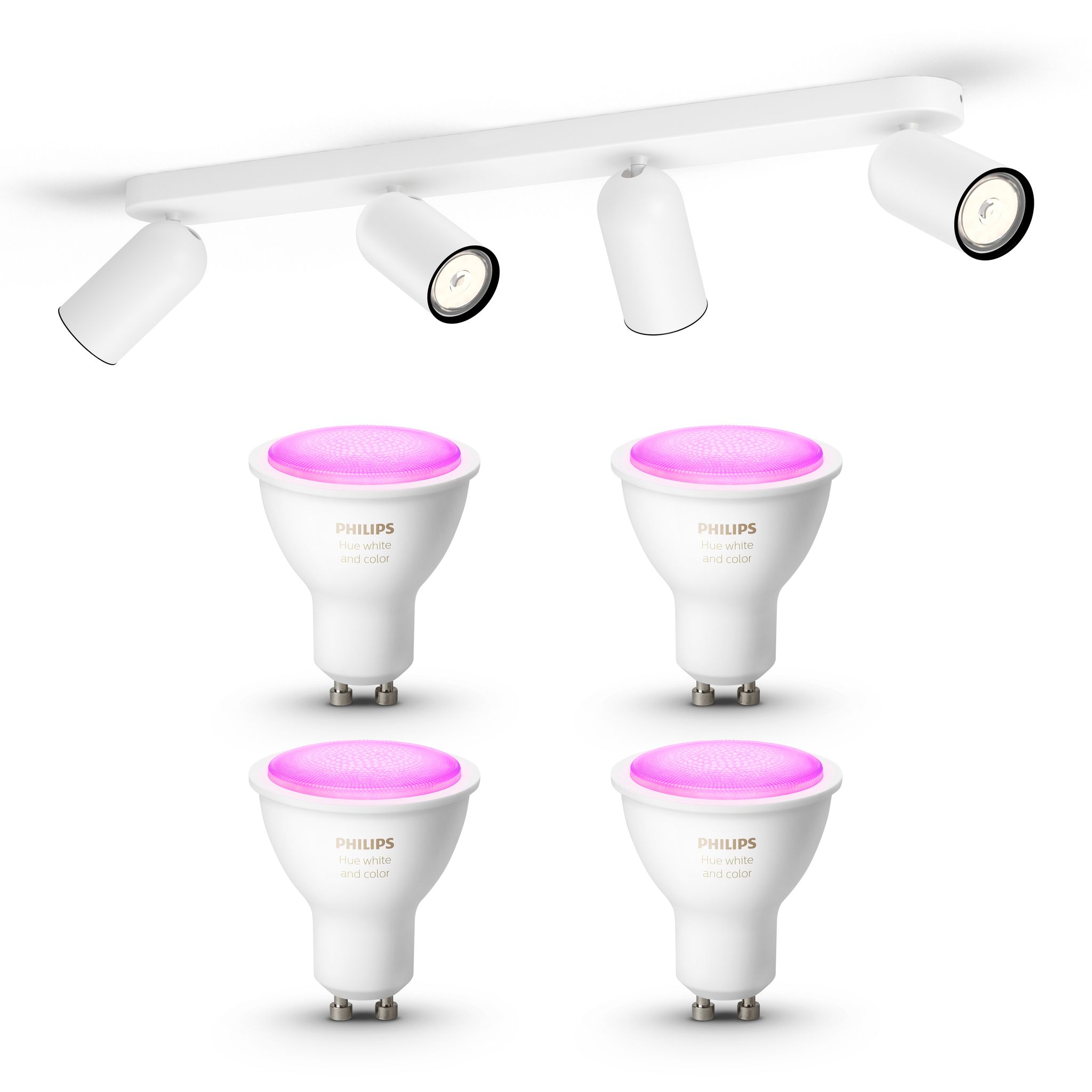 Philips Hue Pongee Aufbauspot Mit 4 Lichtpunkten Gu10 (weiß) Weißes Und Farbiges Licht - White And Color Ambiance
