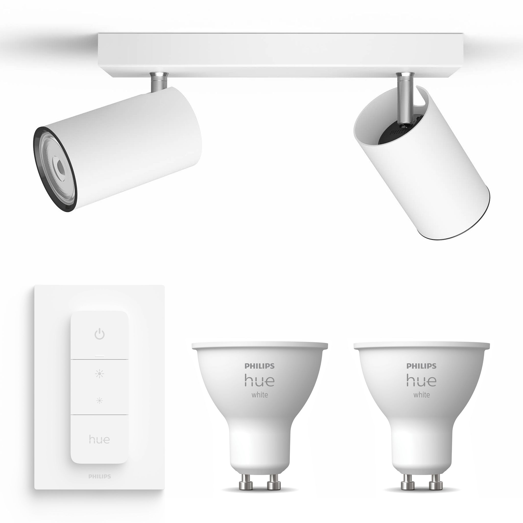 Philips Hue Kosipo Aufbauspot Mit 2 Lichtpunkten Gu10 (weiß) Warmweißes Licht - Inkl. 1 Dimmschalter - White