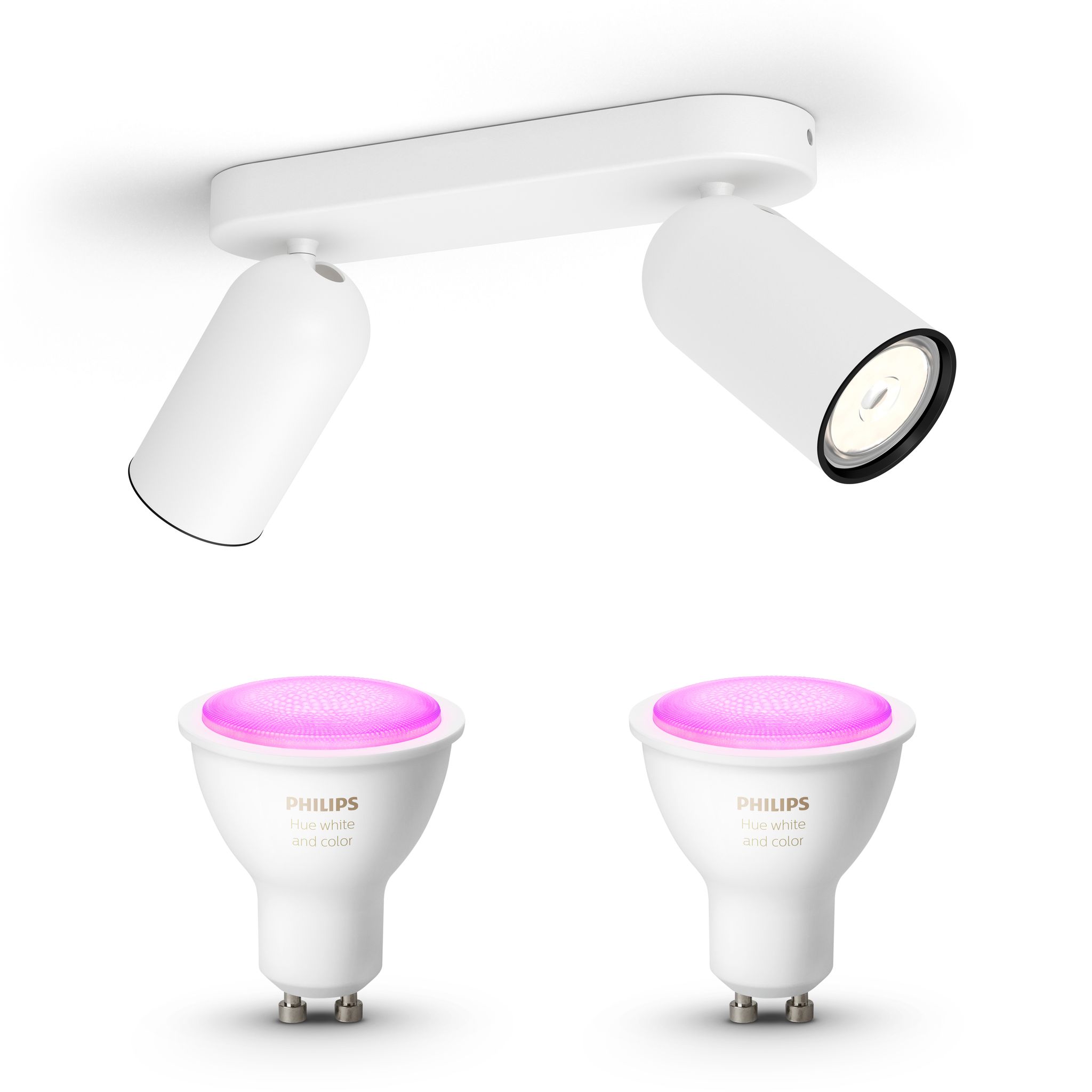 Philips Hue Pongee Aufbauspot Mit 2 Lichtpunkten Gu10 (weiß) Weißes Und Farbiges Licht - White And Color Ambiance