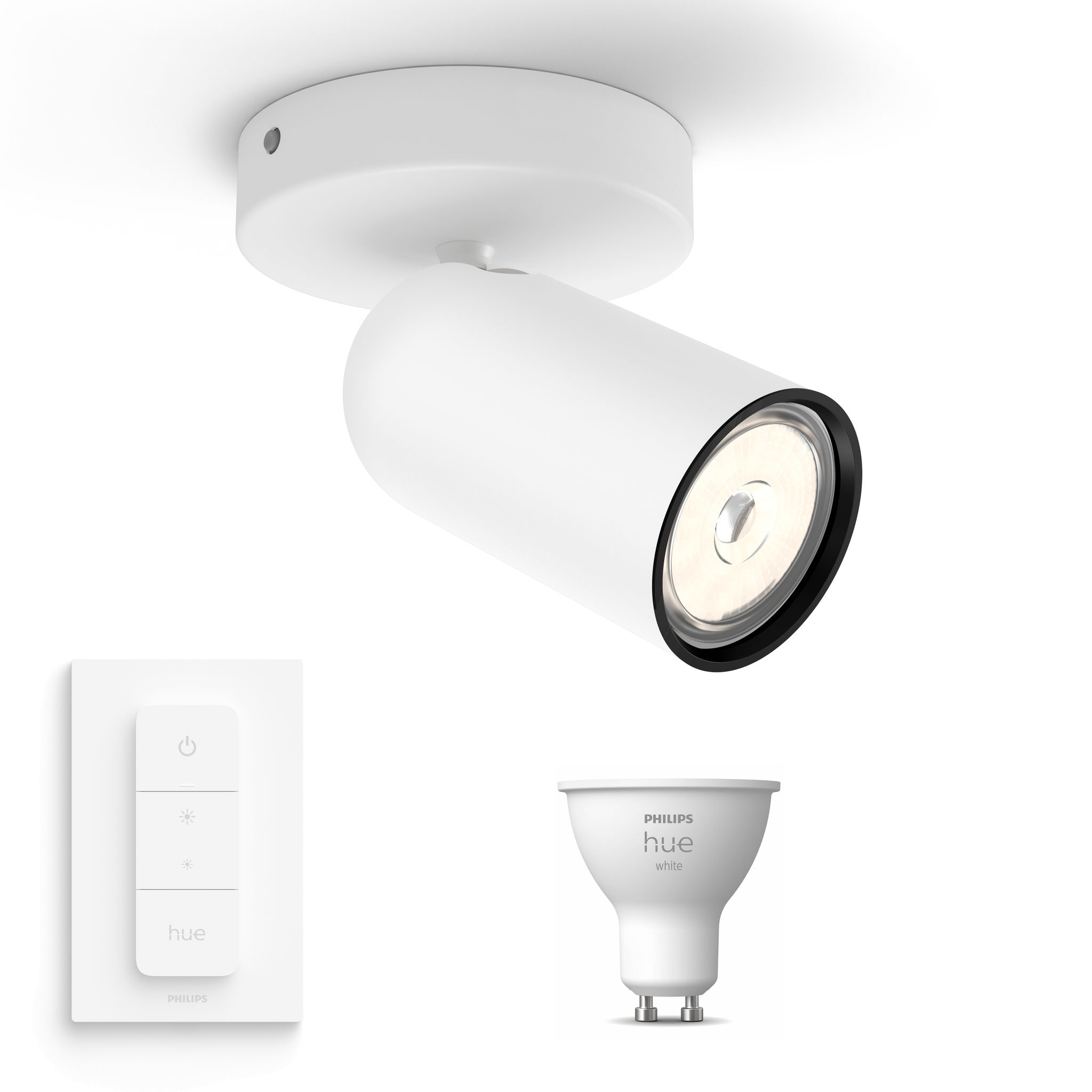 Philips Hue Pongee Aufbauspot Mit 1 Lichtpunkt Gu10 (weiß) Warmweißes Licht - Inkl. 1 Dimmschalter - White