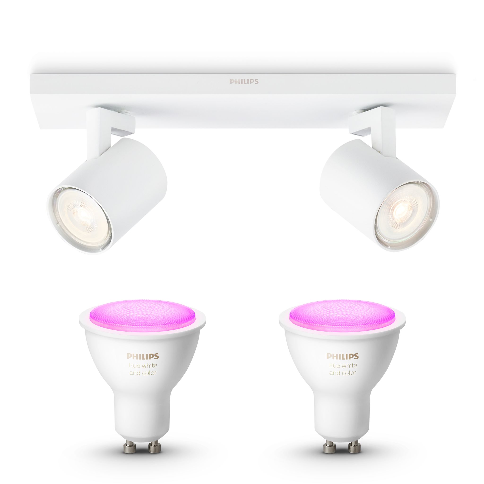 Philips Hue Runner Aufbauspot Mit 2 Lichtpunkten Gu10 (weiß) Weißes Und Farbiges Licht - White And Color Ambiance