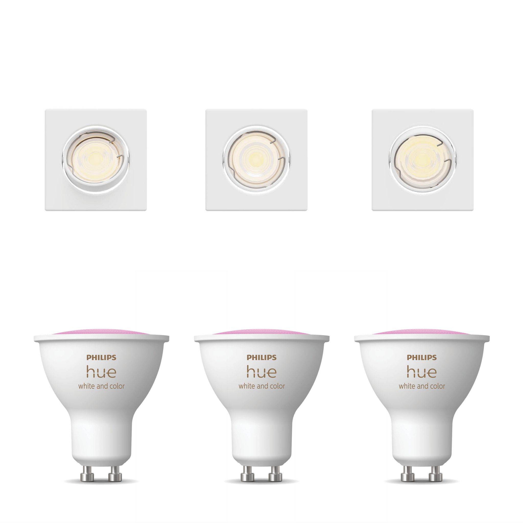 Philips Hue Peridot Set Mit 3 Nicht Schwenkbaren Einbaustrahler Gu10 (weiß) Weißes Und Farbiges Licht - White And Color Ambiance