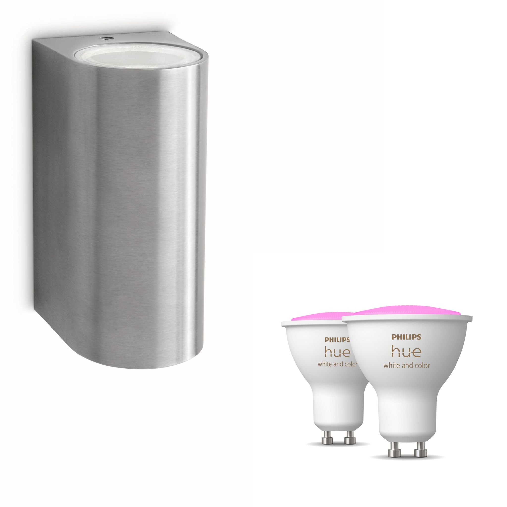 Philips Hue Nightingale Wandleuchte Außen Up & Down Gu10 (edelstahl) Weißes Und Farbiges Licht - White And Color Ambiance