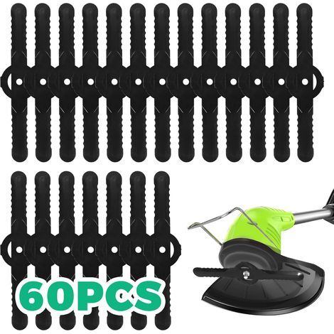 60 Ersatzklingen Aus Kunststoff, 14 Cm Langes Set Aus Kunststoff-freischneiderklingen, Rasentrimmerklingen, Ersatzklingen Für Akku-kantenschneider (schwarz) – Karteo