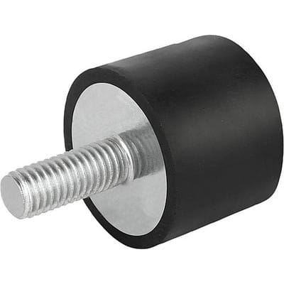 GUMMIPUFFER TYP DS SAUGFUß AUSSENGEWINDE M12X37, D=75, H=37 STAHL, KOMP:ELAST. NATURKAUTSCHUK SHORE 57A,