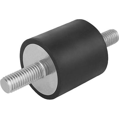 GUMMIPUFFER TYP A AUSSENGEWINDE M08X23, D=40, H=40, STAHL, KOMP:ELAST. NATURKAUTSCHUK SHORE 55A, SCHWARZ