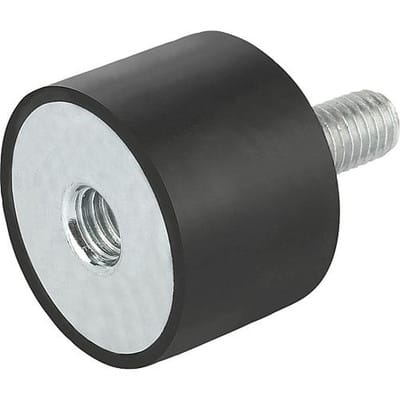 GUMMIPUFFER TYP B INNEN- UND AUSSENGEWINDE, M08 M08X23, D=30, H=15, STAHL, KOMP:ELAST. NATURKAUTSCHUK SHORE