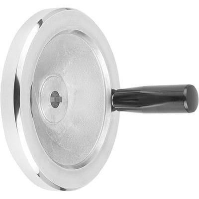 SCHEIBENHANDRAD D1=100 PASSBOHRUNG MIT NUT D2=10H7, B3=3, T=11,4 ALUMINIUM, KOMP:DUROPLAST, GRIFF DREHBAR